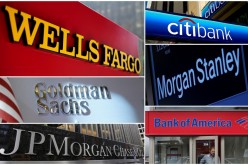  A combination file photo shows Wells Fargo, Citibank, Morgan Stanley, JPMorgan Chase,
