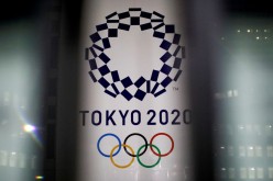 The logo of the Tokyo Olympic Games, at the Tokyo Metropolitan Government Office building in Tokyo, Japan,