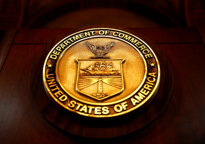 The seal of the Department of Commerce is pictured in Washington, D.C., U.S