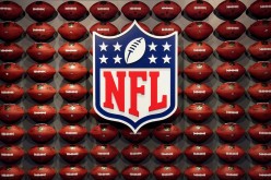 The NFL logo is pictured at an event in the Manhattan borough of New York City, New York,