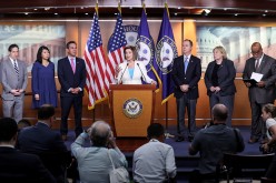 U.S. House Speaker Nancy Pelosi (D-CA) is flanked by House Democratic leaders as she discusses the formation of a select committee to investigate the January 6 