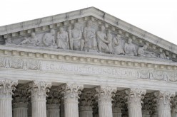 A view shows the pediment of the U.S. Supreme Court building in Washington, D.C., U.S