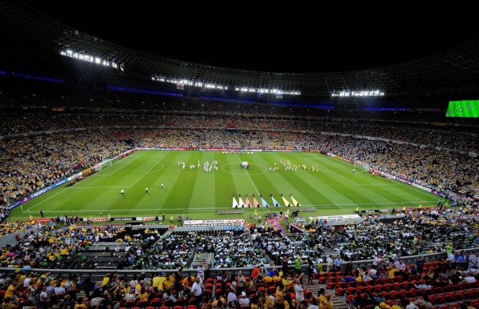 A general view of Donbass Arena before the Group D Euro 2012 soccer match between Ukraine and England in Donetsk