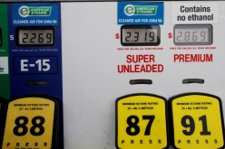 Choices at the gas pump including ethanol or no ethanol gas are seen in Des Moines, Iowa,