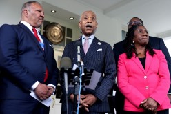 Reverend Al Sharpton from the National Action Network and other leading civil rights leaders hold a press conference at the White House following a meeting