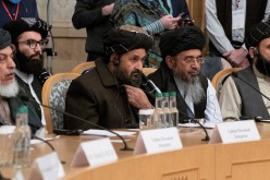  Mullah Abdul Ghani Baradar, the Taliban's deputy leader and negotiator, and other delegation members attend the Afghan peace conference in Moscow,