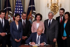 U.S. President Joe Biden signs an executive order on 