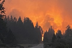 The Bootleg Fire rages across central Oregon state, in Klamath County, Oregon, U.S.