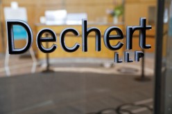 Signage is seen outside of the law firm Dechert LLP in Washington, D.C., U.S