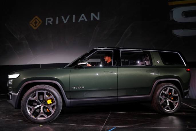Rivian introduces all-electric R1S SUV at Los Angeles Auto Show in Los Angeles, California,