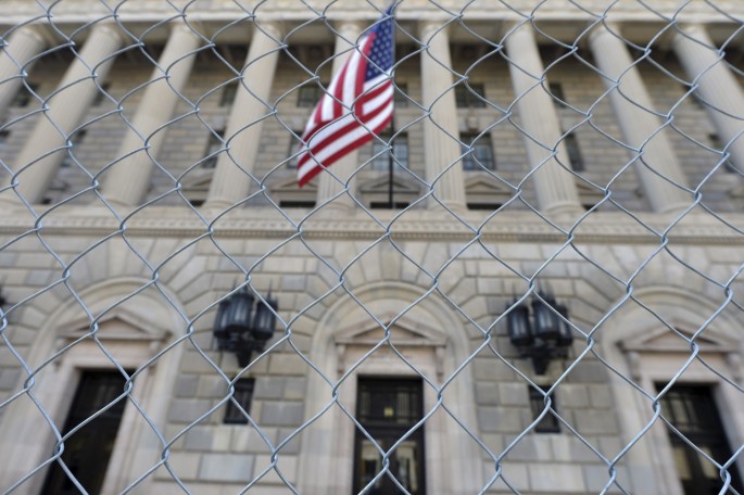  A fence surrounds the U.S. Department of Commerce in Washington