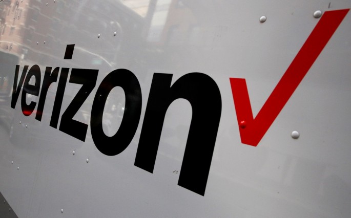 The Verizon logo is seen on the side of a truck in New York City, U.S.,