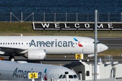 American Airlines flight 718, the first U.S. Boeing 737 MAX commercial flight since regulators lifted a 20-month grounding in November, lands at LaGuardia airport in New York, U.S.