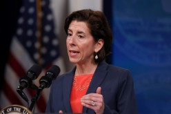U.S. Secretary of Commerce Gina Raimondo speaks during a high speed internet event at the Eisenhower Executive Office Building's South Court Auditorium at the White House in Washington,
