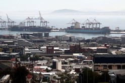 Container ships wait to load and offload goods in port during a 21-day nationwide lockdown aimed at limiting the spread of coronavirus disease (COVID-19) in Cape Town, South Africa