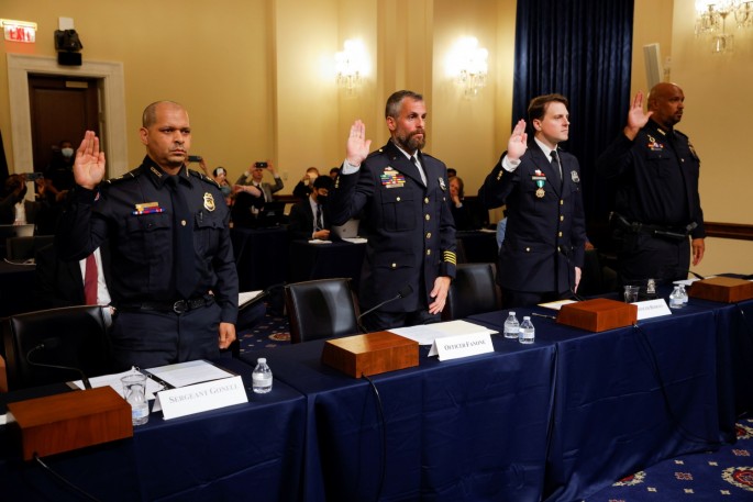 U.S. Capitol Police sergeant Aquilino Gonell; Washington DC Metropolitan Police Department officers Michael Fanone and Daniel Hodges, and U.S. Capitol Police Officer Harry Dunn