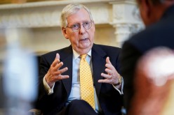 Senate Minority Leader Mitch McConnell (R-KY) speaks during an interview with Reuters on Capitol Hill in Washington, U.S.