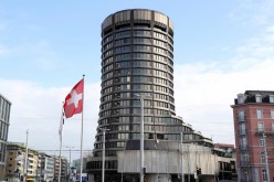 The tower of the headquarters of the Bank for International Settlements (BIS) is seen in Basel, Switzerland