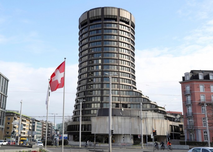 The tower of the headquarters of the Bank for International Settlements (BIS) is seen in Basel, Switzerland