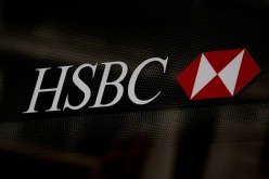 HSBC logo is seen on a branch bank in the financial district in New York, U.S.