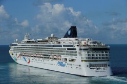 The cruise ship Norwegian Dawn of the Norwegian Cruise Line departs the Royal Naval Dockyard