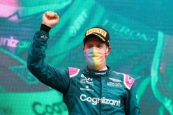  Formula One F1 - Hungarian Grand Prix - Hungaroring, Budapest, Hungary - August 1, 2021 Second placed Sebastian Vettel of Aston Martin