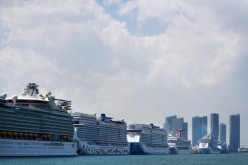Cruise ships are seen docked at Miami port in 2020 as the tourism industry was affected by the spread of the coronavirus disease (COVID-19), in Miami, Florida