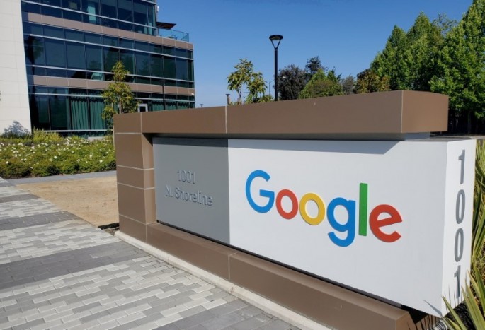 A sign is pictured outside a Google office near the company's headquarters in Mountain View, California, U.S.
