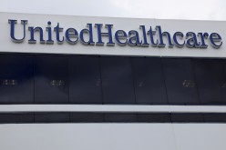The corporate logo of the UnitedHealth Group appears on the side of one of their office buildings in Santa Ana, California, U.S.