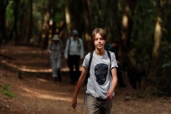 Jude Walker, 11, during his 210 miles (340 km) walk from Yorkshire to London over 21 days to raise awareness for 'the zero carbon campaign' petition, which calls for the government to implement a Carbon Tax,