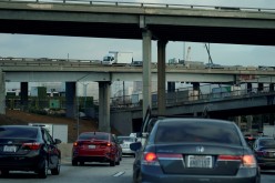 Morning traffic makes its way along a Los Angeles freeway in Los Angeles, California, U.S.,