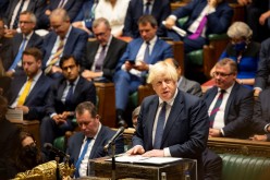 Britain's Prime Minister Boris Johnson speaks during a debate in parliament on the situation in Afghanistan in London, Britain