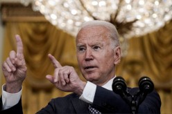 U.S. President Joe Biden delivers remarks on evacuation efforts and the ongoing situation in Afghanistan during a speech in the East Room at the White House in Washington, U.S.