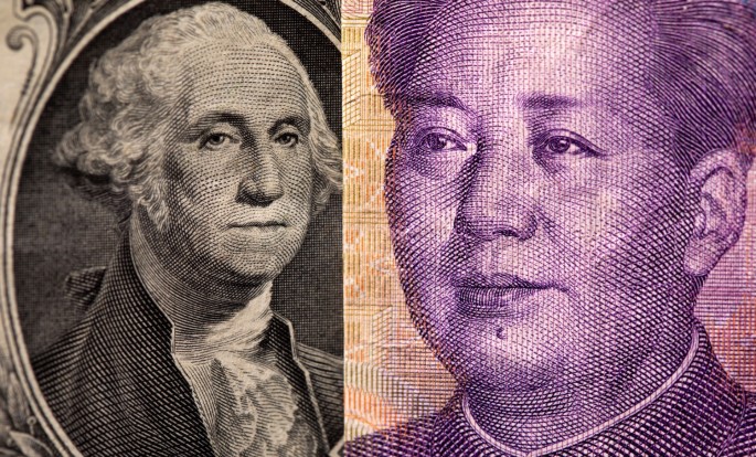 U.S. one dollar and Chinese Yuan are seen in this illustration taken