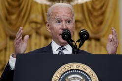 U.S. Joe Biden delivers remarks on evacuation efforts and the ongoing situation in Afghanistan during a speech in the East Room at the White House in Washington, U.S.