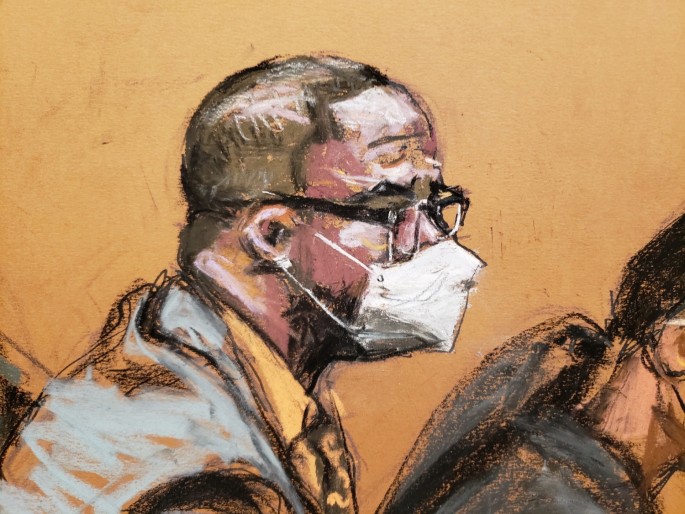 Singer R. Kelly listens during his sex abuse trial at Brooklyn's Federal District Court in New York, U.S.,