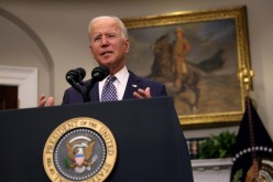 U.S. President Joe Biden gives a statement about the U.S. withdrawal from Afghanistan in the Roosevelt Room at the White House in Washington, U.S.,