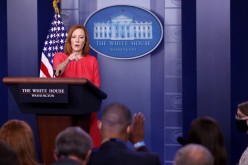 White House Press Secretary Jen Psaki addresses the bombings in Afghanistan during the daily press briefing at the White House in Washington, U.S