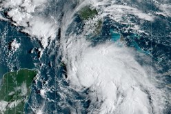 A satellite image shows Tropical Storm Ida after forming in the Caribbean, about 75 miles (125 kilometers) north-northwest of Grand Cayman