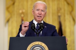 U.S. President Joe Biden delivers remarks about Afghanistan, from the East Room of the White House in Washington, U.S.