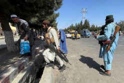 Taliban forces block the roads around the airport in Kabul, Afghanistan 