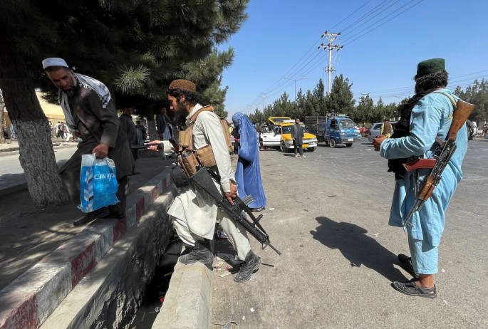 Taliban forces block the roads around the airport in Kabul, Afghanistan 