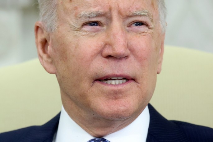 U.S. President Joe Biden speaks during a meeting with Ukraine's President Volodymyr Zelenskiy in the Oval Office at the White House in Washington, U.S.