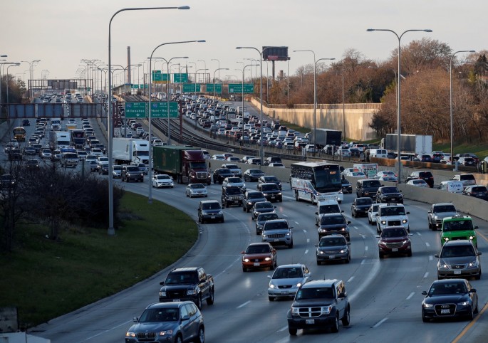 Travelers are stuck in a traffic jam as people hit the road before the busy Thanksgiving Day weekend in Chicago, Illinois, U.S.,