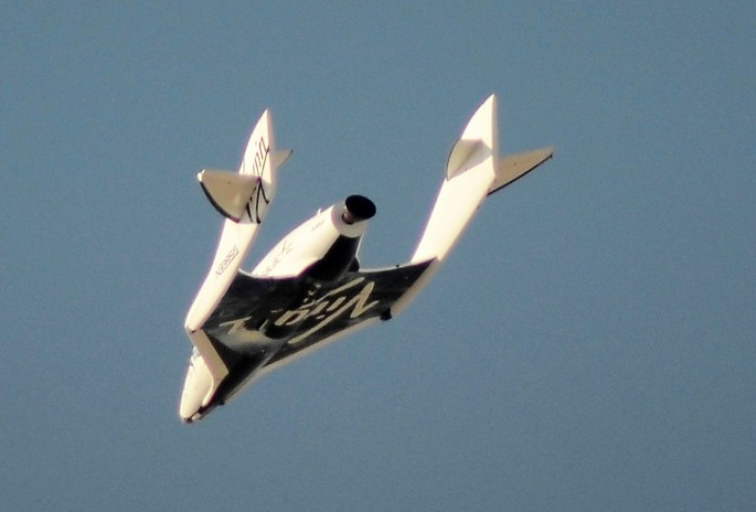 Virgin Galactic's SpaceShipTwo flies over the Mojave Desert in California