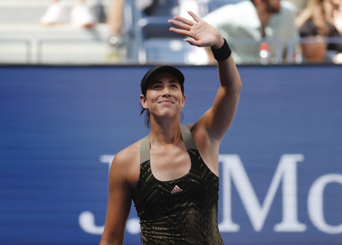 Sep 3, 2021; Flushing, NY, USA; Garbine Muguruza of Spain celebrates after recording match point against Victoria Azarenka of Belarus in a third round match on day five of the 2021