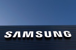 The logo of Samsung is seen on a building during the Mobile World Congress in Barcelona,