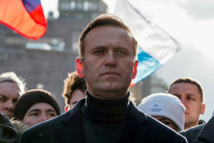 Russian opposition politician Alexei Navalny takes part in a rally to mark the 5th anniversary of opposition politician Boris Nemtsov's murder and to protest against proposed amendments to the country's constitution, in Moscow,