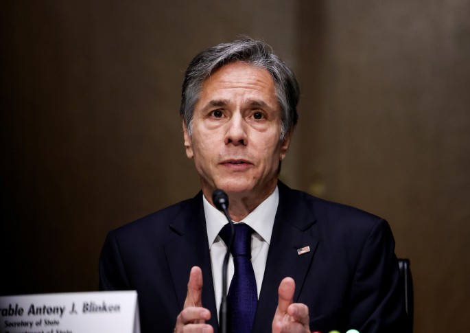 U.S. Secretary of State Antony Blinken testifies before a Senate Foreign Relations Committee hearing examining the U.S. withdrawal from Afghanistan, on Capitol Hill in Washington, U.S.