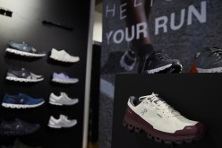 Shoes by ON (Run on Clouds), a shoemaker backed by Swiss tennis player Roger Federer, are pictured in the Swiss Sport Style shop ahead of the Initial Public Offering (IPO), in Lausanne, Switzerland,